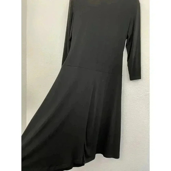 Black Cling Black Stretch Dress Sz Medium Ruched VTG EnFocus Studio Women's - Picture 4 of 13